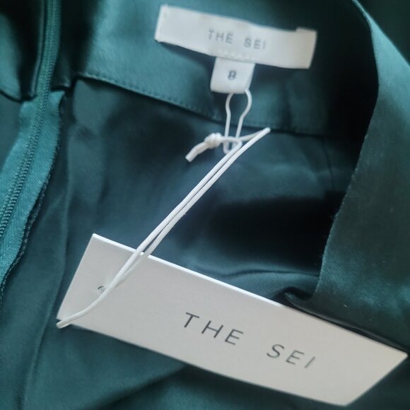 NWT THE SEI Women's Wide Leg Silk Trousers In Hunter Green Size 8 - Picture 6 of 8